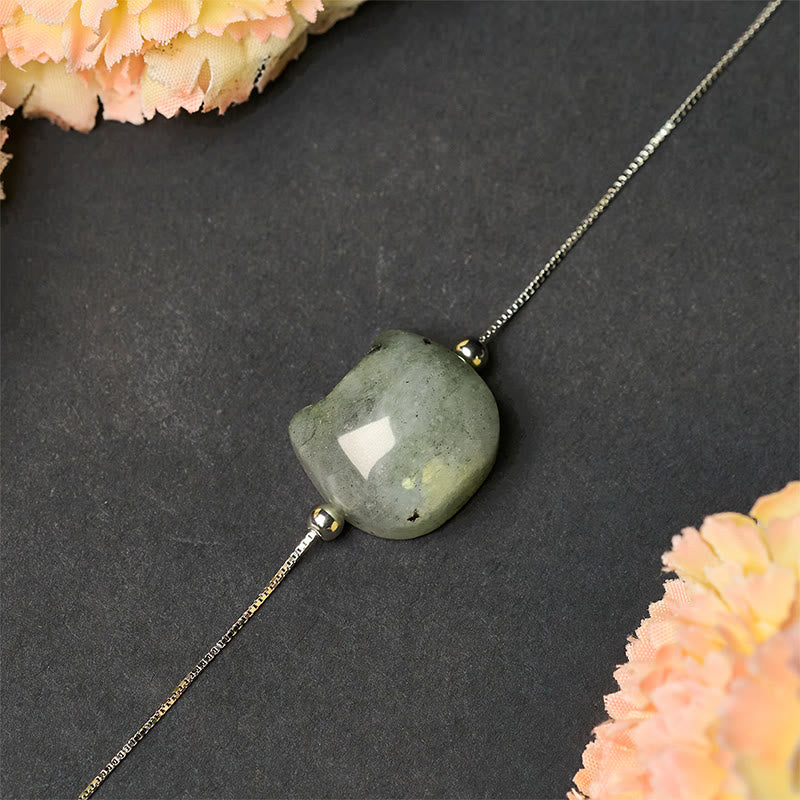 Braccialetto curativo in labradorite naturale con testa di gatto senza volto in argento sterling 925 Buddha Stones - Image 4