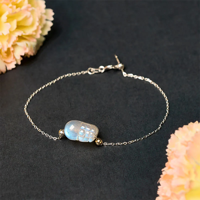 Braccialetto curativo in pietra di luna Pixiu in argento sterling 925 Buddha Stones - Image 3