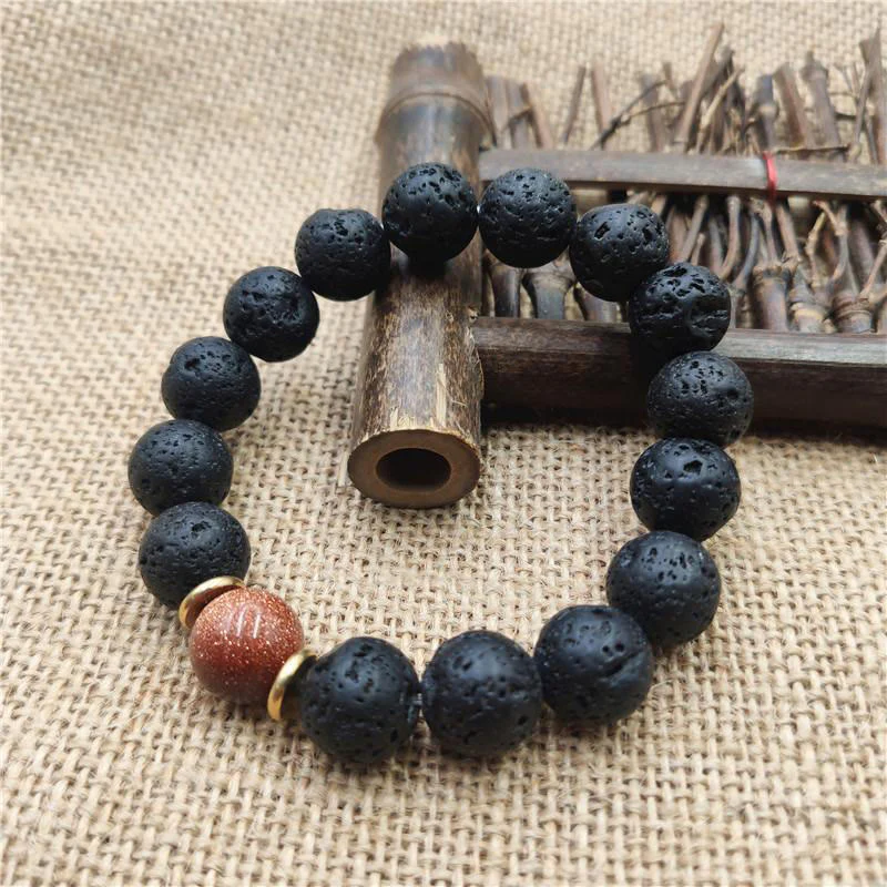Braccialetto curativo in pietra lavica, pietra d'oro, arenaria blu, Buddha Stones - Image 11