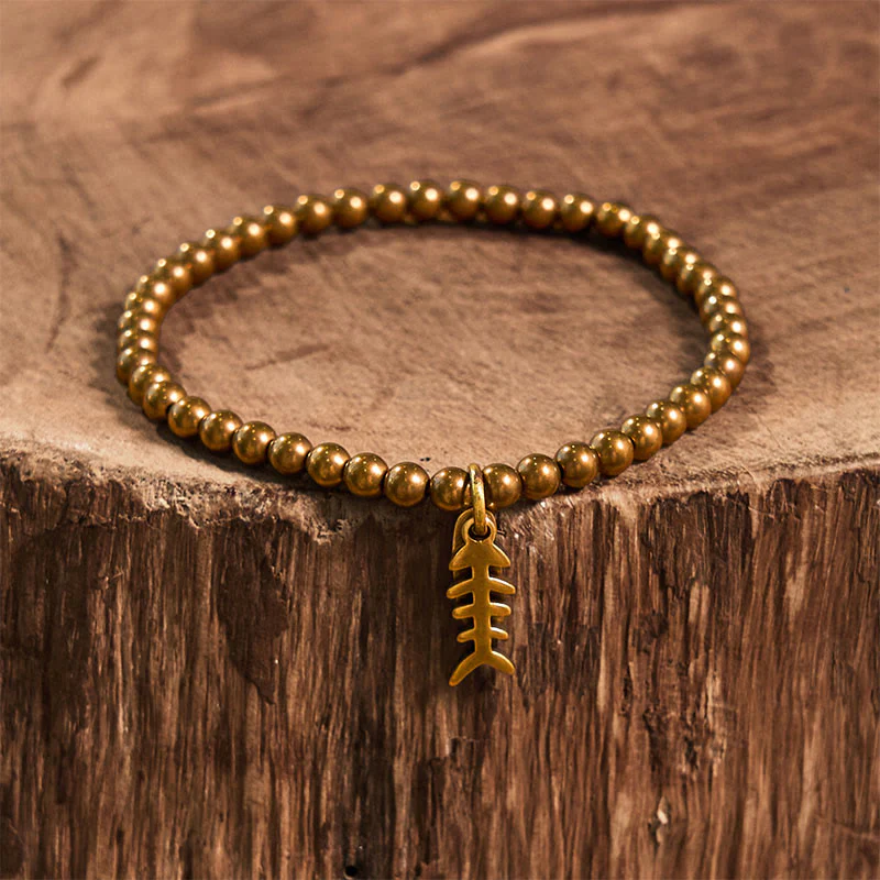Braccialetto curativo in rame con ossi di pesce Buddha Stones - Image 10