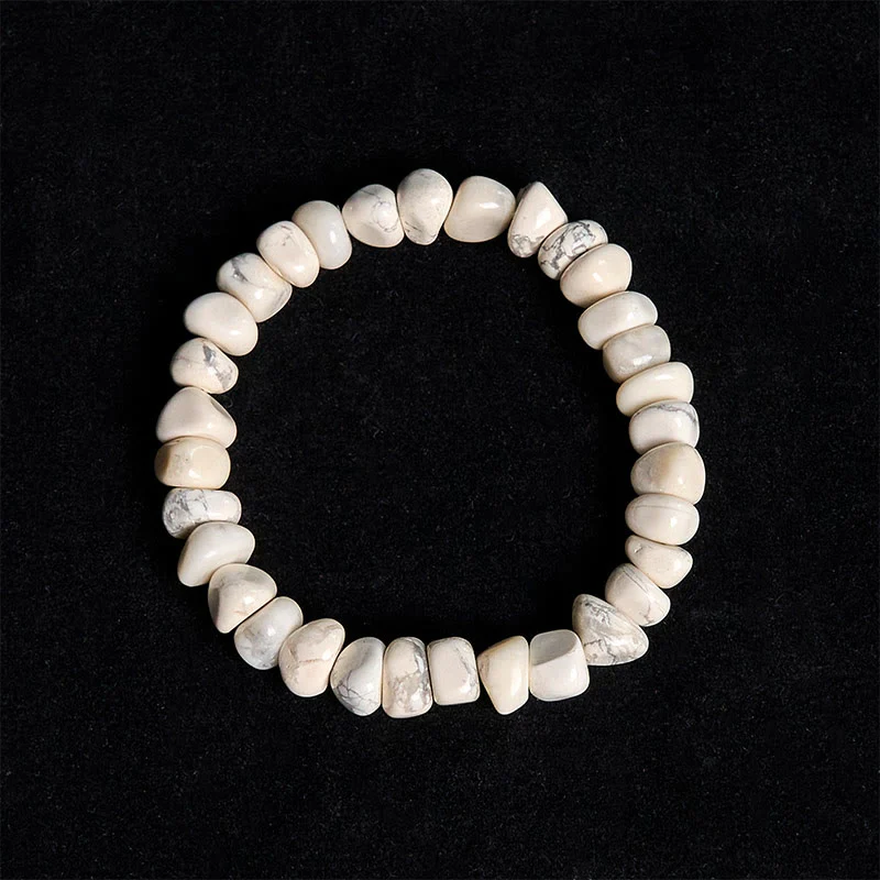 Braccialetto del coraggio con blocchi irregolari di turchese bianco e Buddha Stones - Image 5