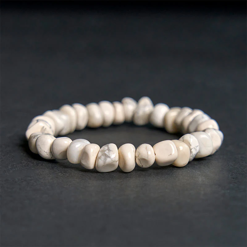 Braccialetto del coraggio con blocchi irregolari di turchese bianco e Buddha Stones - Image 6