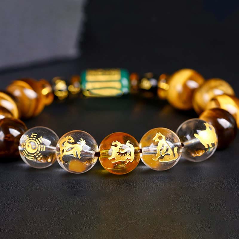 Braccialetto del coraggio dell'occhio di tigre dello zodiaco cinese Buddha Stones - Image 19