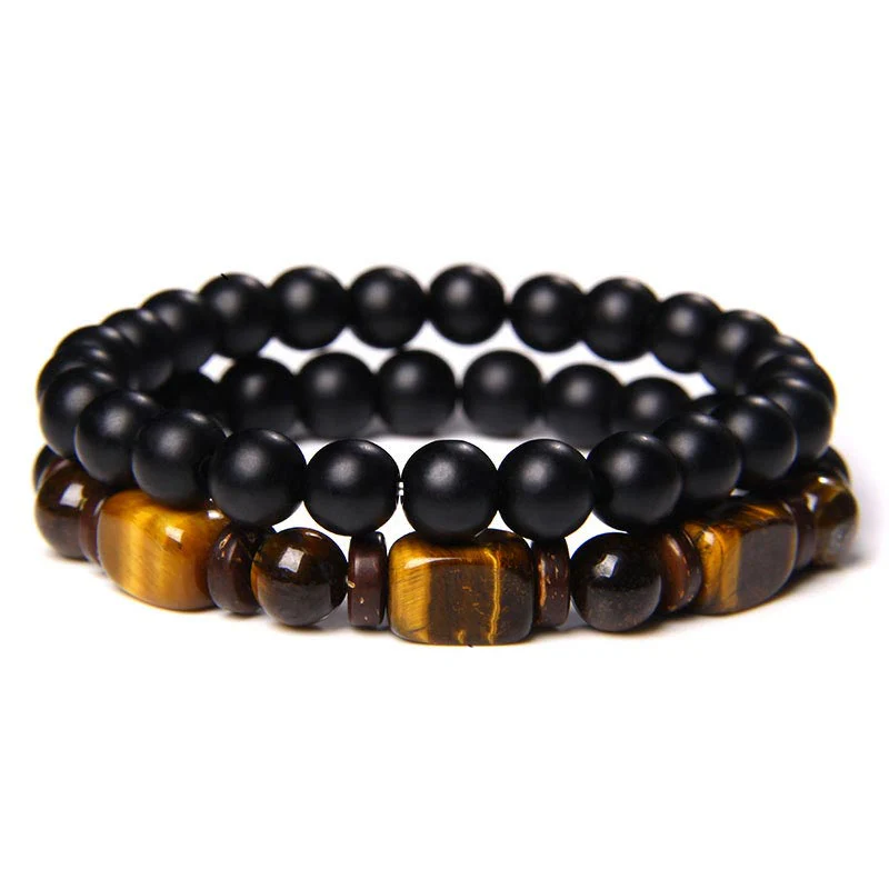 Braccialetto del coraggio in pietra ematite con occhio di tigre e pietre smerigliate Buddha Stones - Image 10