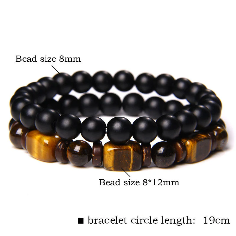 Braccialetto del coraggio in pietra ematite con occhio di tigre e pietre smerigliate Buddha Stones - Image 11