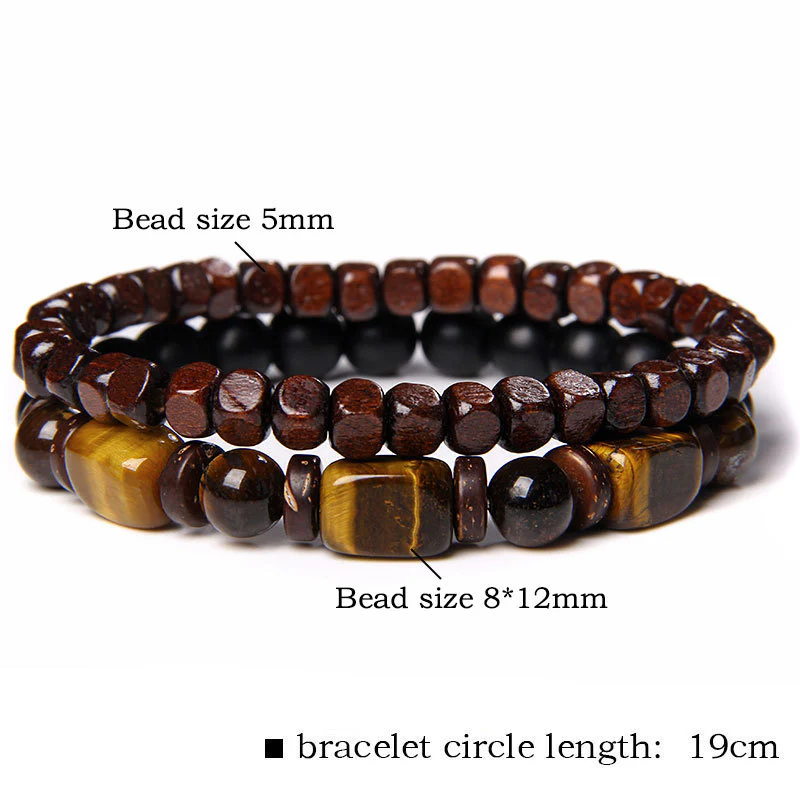 Braccialetto del coraggio in pietra ematite con occhio di tigre e pietre smerigliate Buddha Stones - Image 2