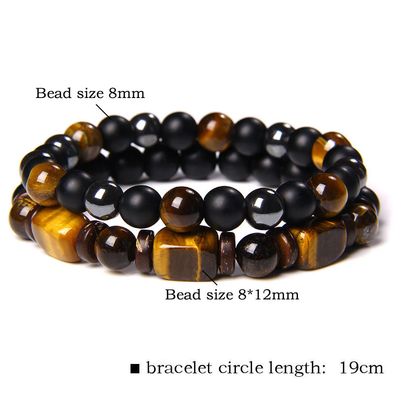 Braccialetto del coraggio in pietra ematite con occhio di tigre e pietre smerigliate Buddha Stones - Image 4