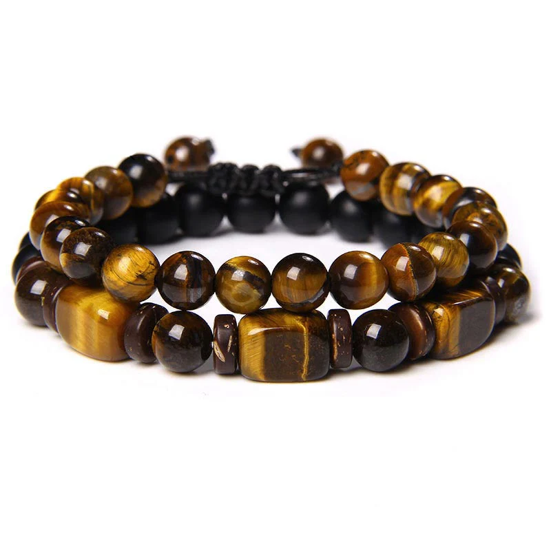 Braccialetto del coraggio in pietra ematite con occhio di tigre e pietre smerigliate Buddha Stones - Image 5