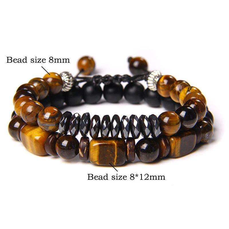 Braccialetto del coraggio in pietra ematite con occhio di tigre e pietre smerigliate Buddha Stones - Image 9