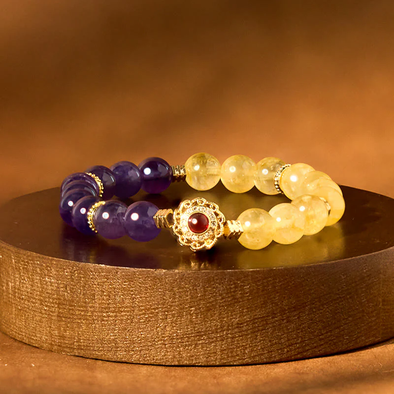 Braccialetto del piacere con Buddha Stones, citrino e ametista
