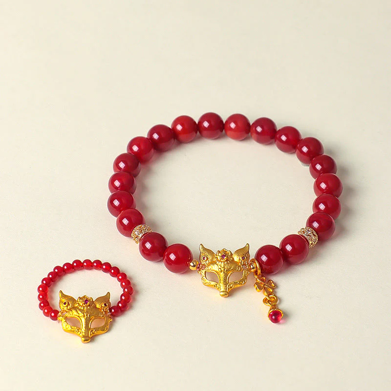 Braccialetto del successo in agata rossa del sud con volpe a nove code Buddha Stones - Image 16