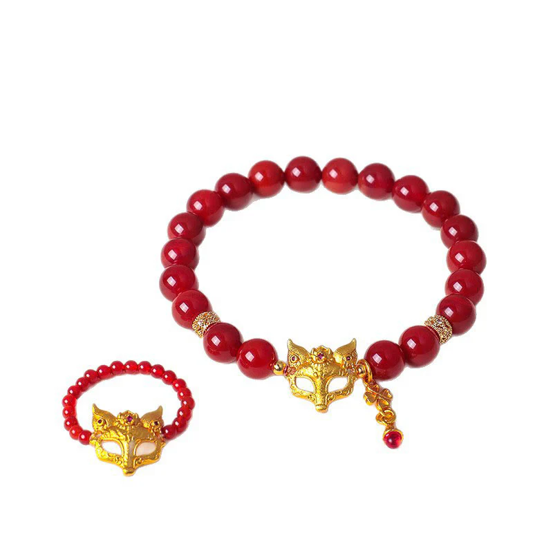 Braccialetto del successo in agata rossa del sud con volpe a nove code Buddha Stones - Image 18