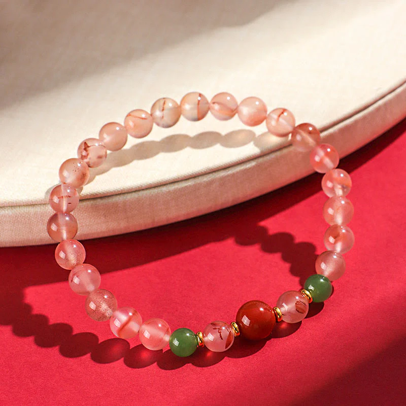 Braccialetto della fortuna Buddha Stones South Red Agate Butterfly Orchid Hetian Jade - Image 10