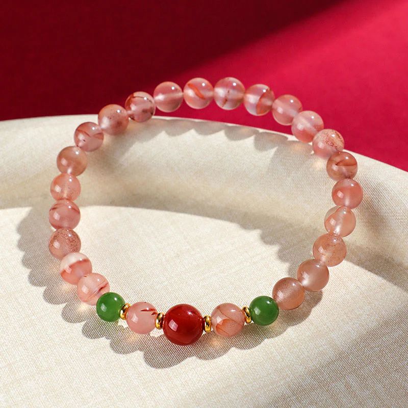 Braccialetto della fortuna Buddha Stones South Red Agate Butterfly Orchid Hetian Jade - Image 12