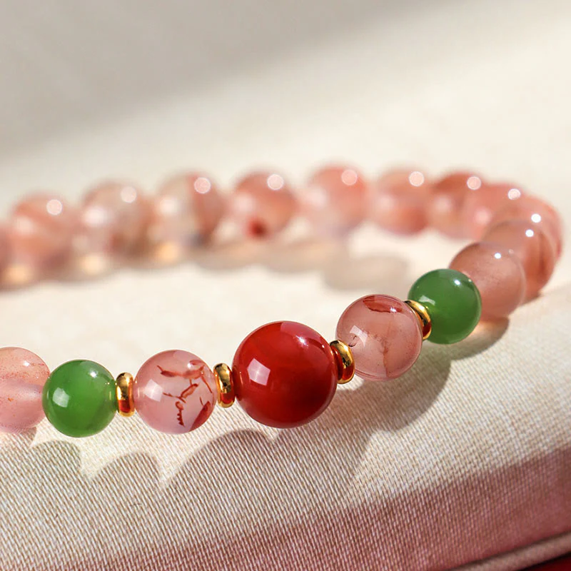 Braccialetto della fortuna Buddha Stones South Red Agate Butterfly Orchid Hetian Jade - Image 14