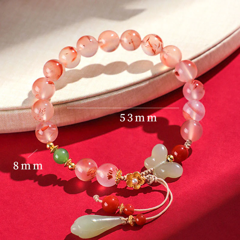 Braccialetto della fortuna Buddha Stones South Red Agate Butterfly Orchid Hetian Jade - Image 15