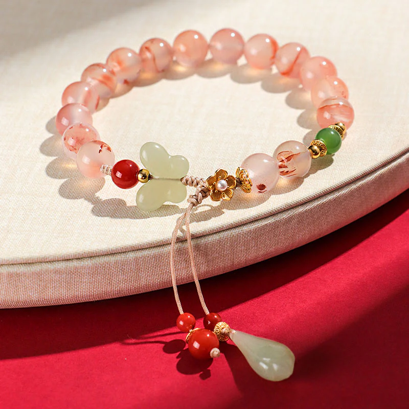 Braccialetto della fortuna Buddha Stones South Red Agate Butterfly Orchid Hetian Jade - Image 17