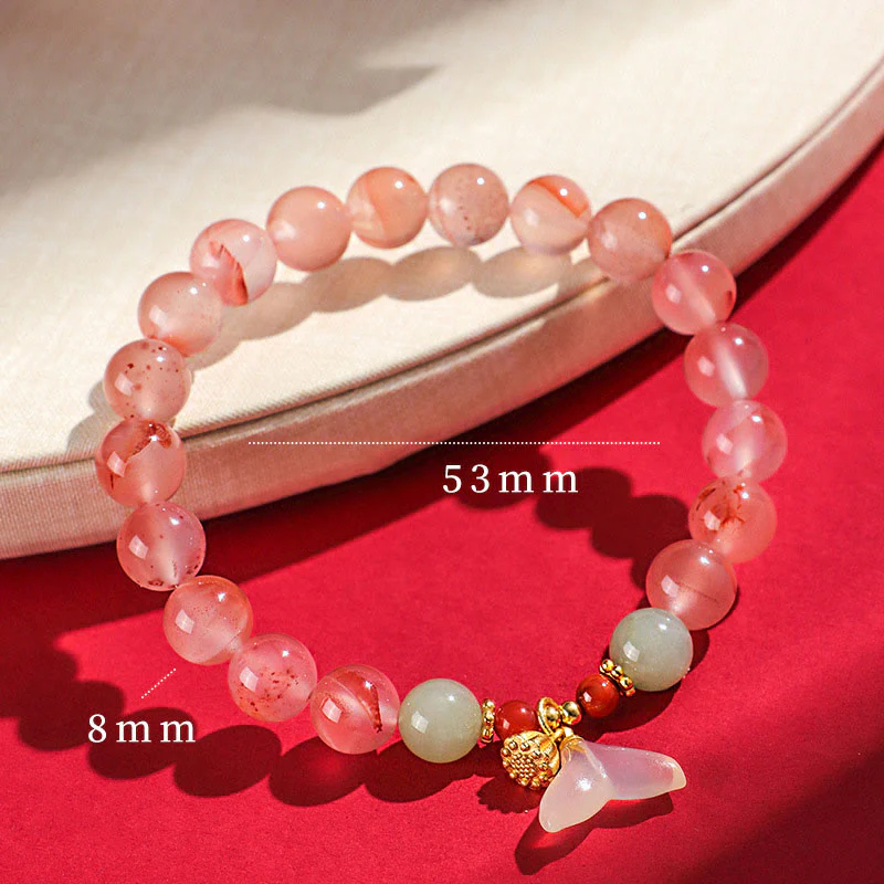 Braccialetto della fortuna Buddha Stones South Red Agate Butterfly Orchid Hetian Jade - Image 2