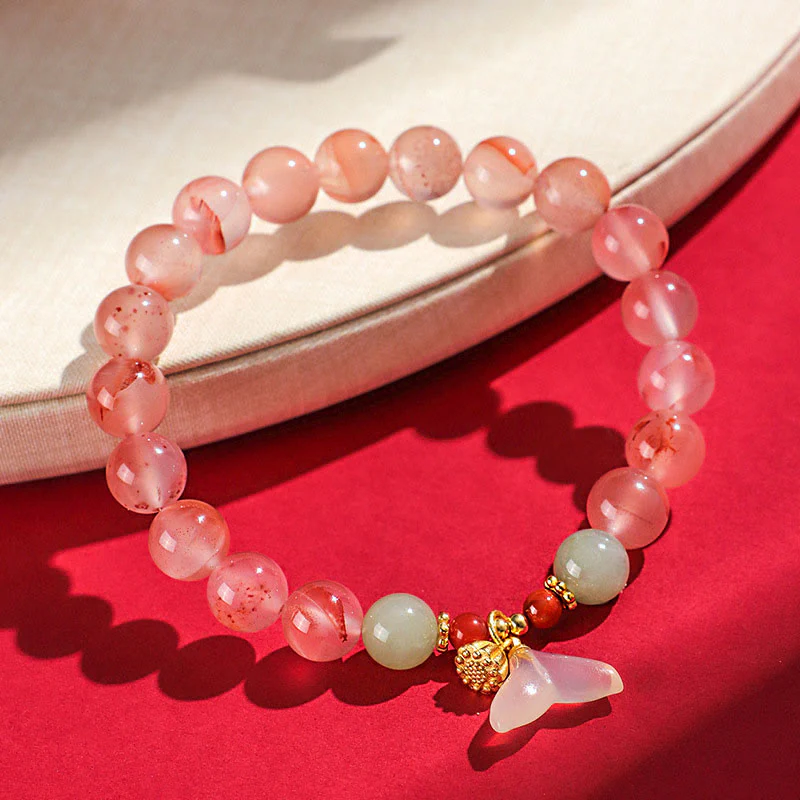 Braccialetto della fortuna Buddha Stones South Red Agate Butterfly Orchid Hetian Jade - Image 3