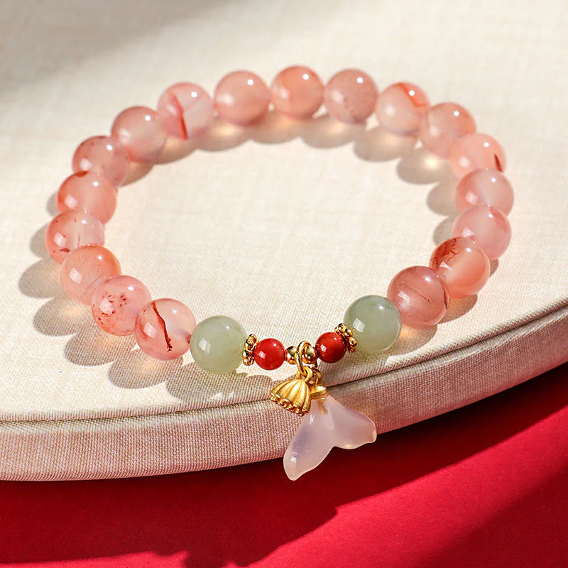 Braccialetto della fortuna Buddha Stones South Red Agate Butterfly Orchid Hetian Jade - Image 4