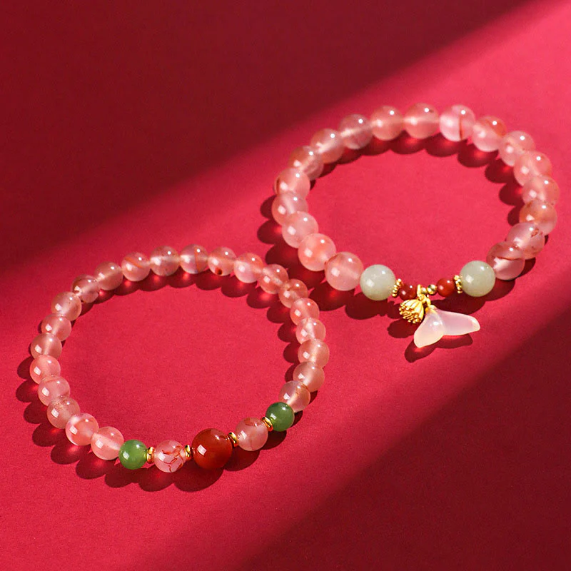 Braccialetto della fortuna Buddha Stones South Red Agate Butterfly Orchid Hetian Jade - Image 6