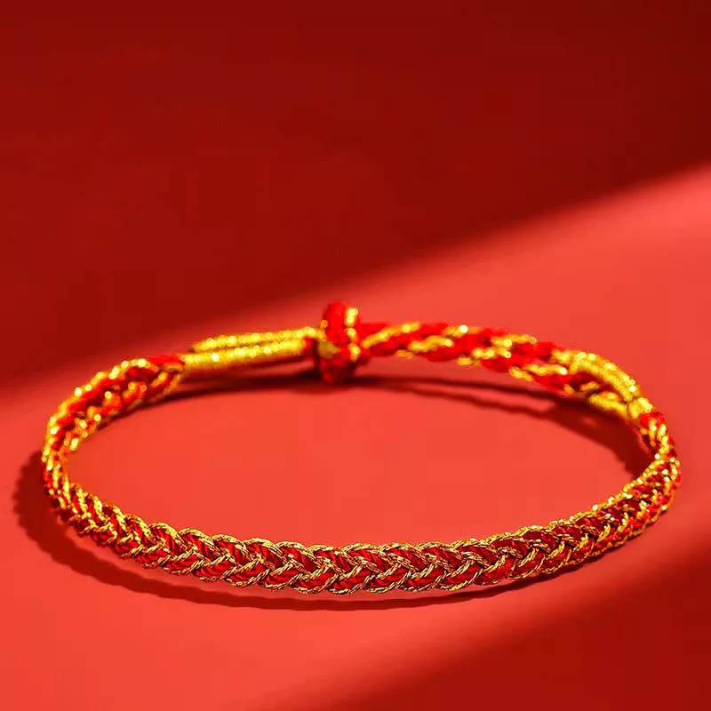 Braccialetto della fortuna con corda rossa e corda gialla Buddha Stones - Image 3