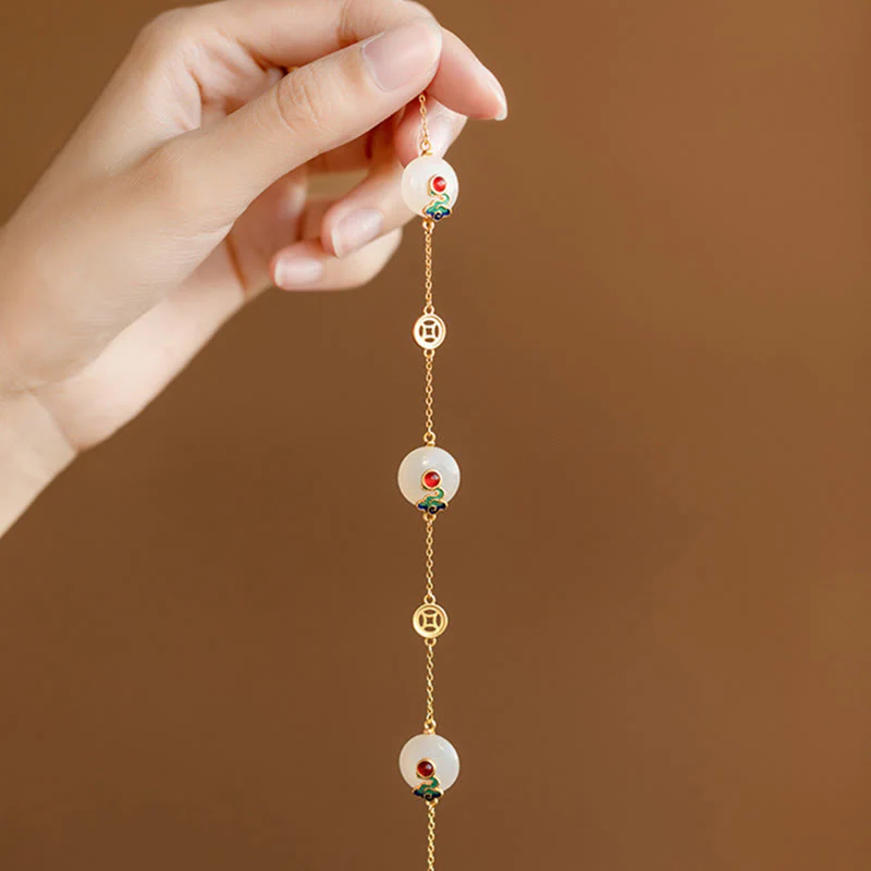 Braccialetto della fortuna con motivo di giada con nuvole di buon auspicio Buddha Stones - Image 3