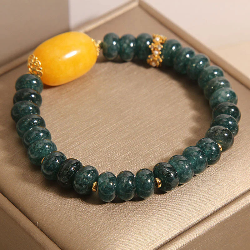 Braccialetto della fortuna con perline di abaco di giada verde Buddha Stones e topazio - Image 5