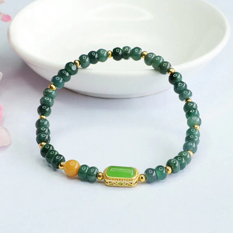 Braccialetto della fortuna con topazio verde naturale Buddha Stones - Image 2