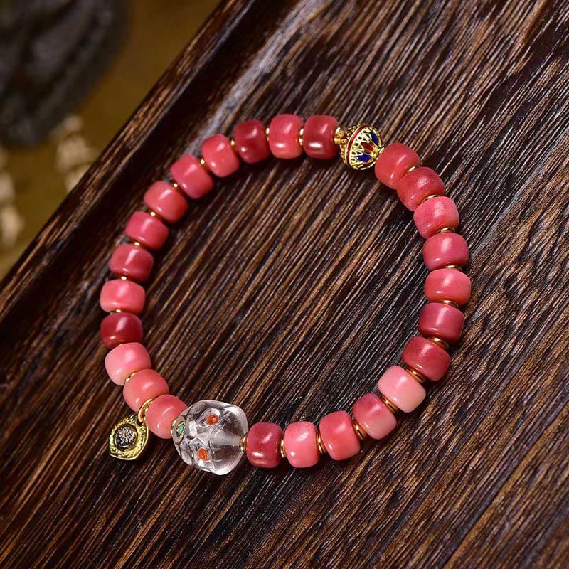 Braccialetto della fortuna in agata rossa e rame con osso di cammello tibetano Buddha Stones - Image 12