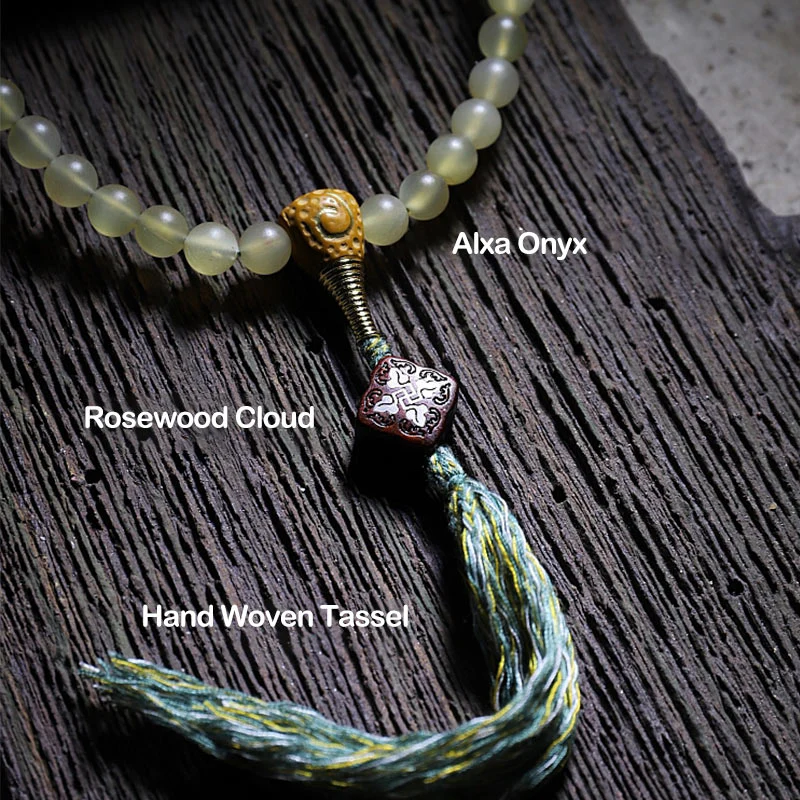 Braccialetto della fortuna in ambra e corno di pecora del Tibet con 108 perle di Mala Buddha Stones - Image 15