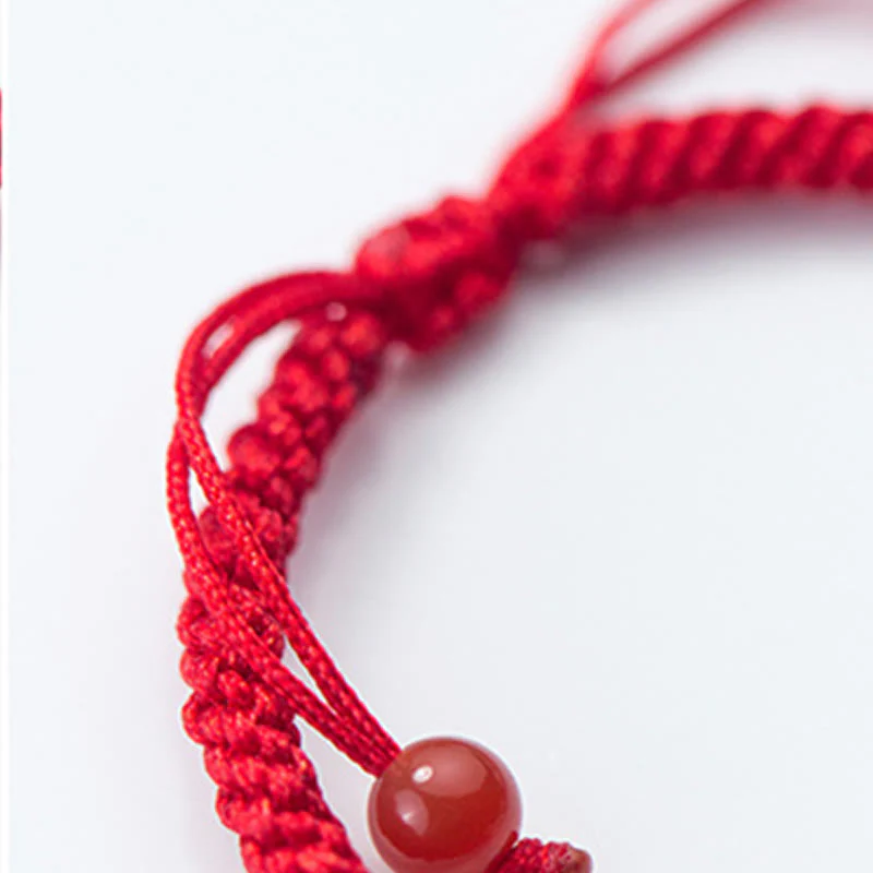 Braccialetto della fortuna intrecciato con filo rosso "Ruyi As One Wishes" in argento sterling 925 con Buddha Stones - Image 11
