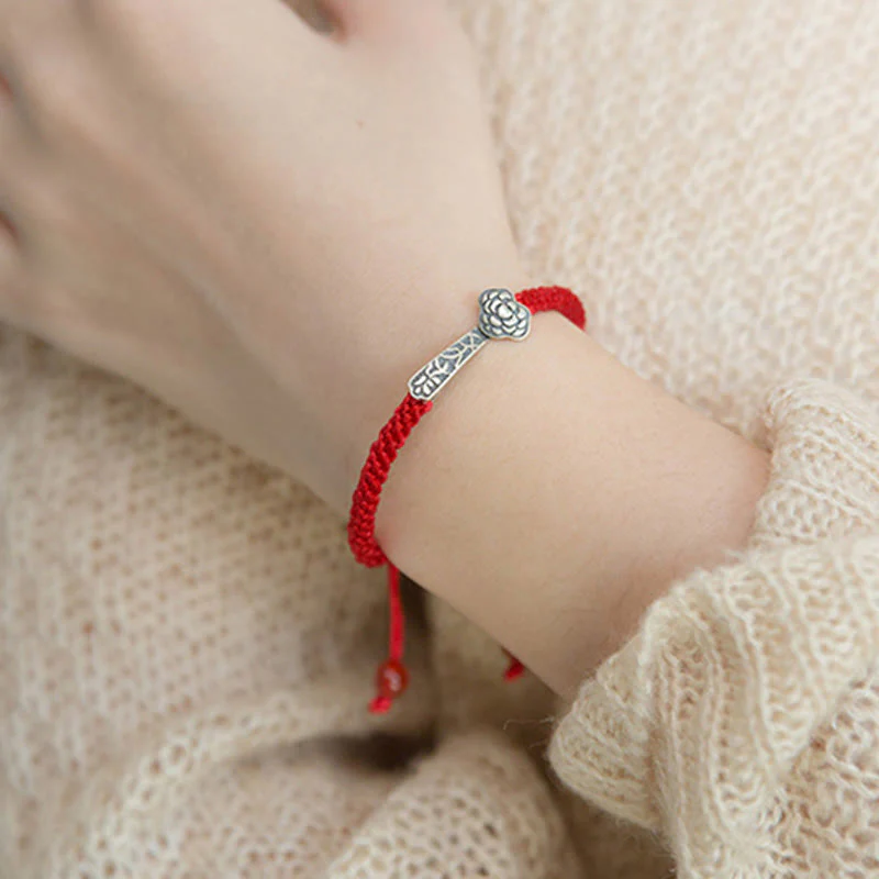 Braccialetto della fortuna intrecciato con filo rosso "Ruyi As One Wishes" in argento sterling 925 con Buddha Stones - Image 13