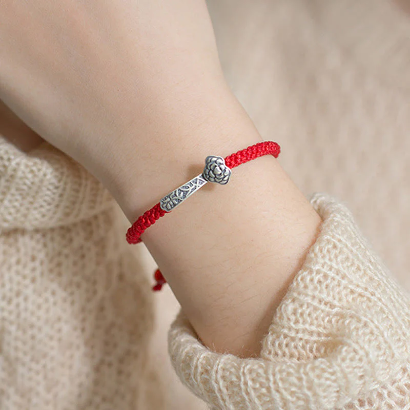 Braccialetto della fortuna intrecciato con filo rosso "Ruyi As One Wishes" in argento sterling 925 con Buddha Stones - Image 14