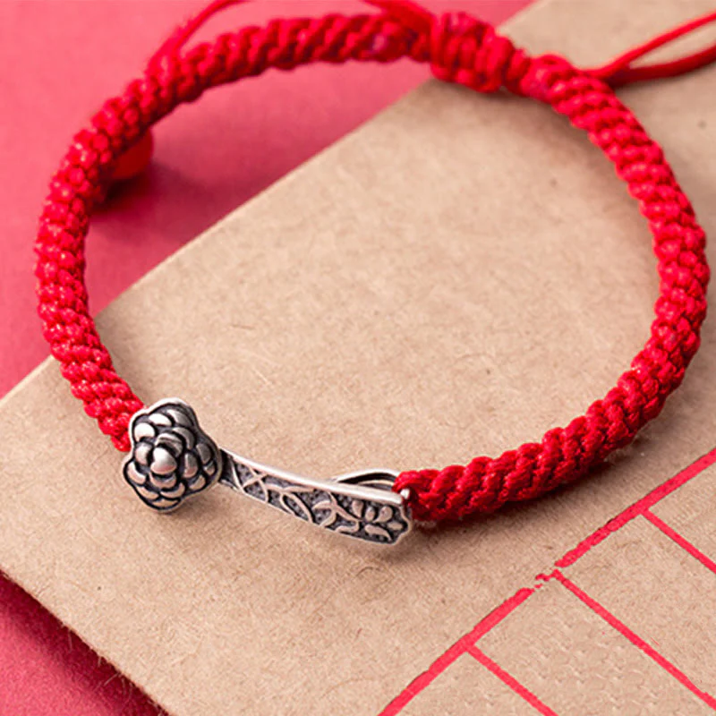 Braccialetto della fortuna intrecciato con filo rosso "Ruyi As One Wishes" in argento sterling 925 con Buddha Stones - Image 9