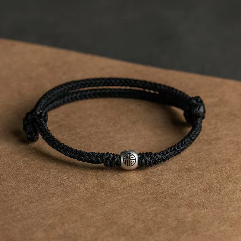 Braccialetto della fortuna intrecciato con perline di Fu in argento sterling 925, fatto a mano , Buddha Stones - Image 13