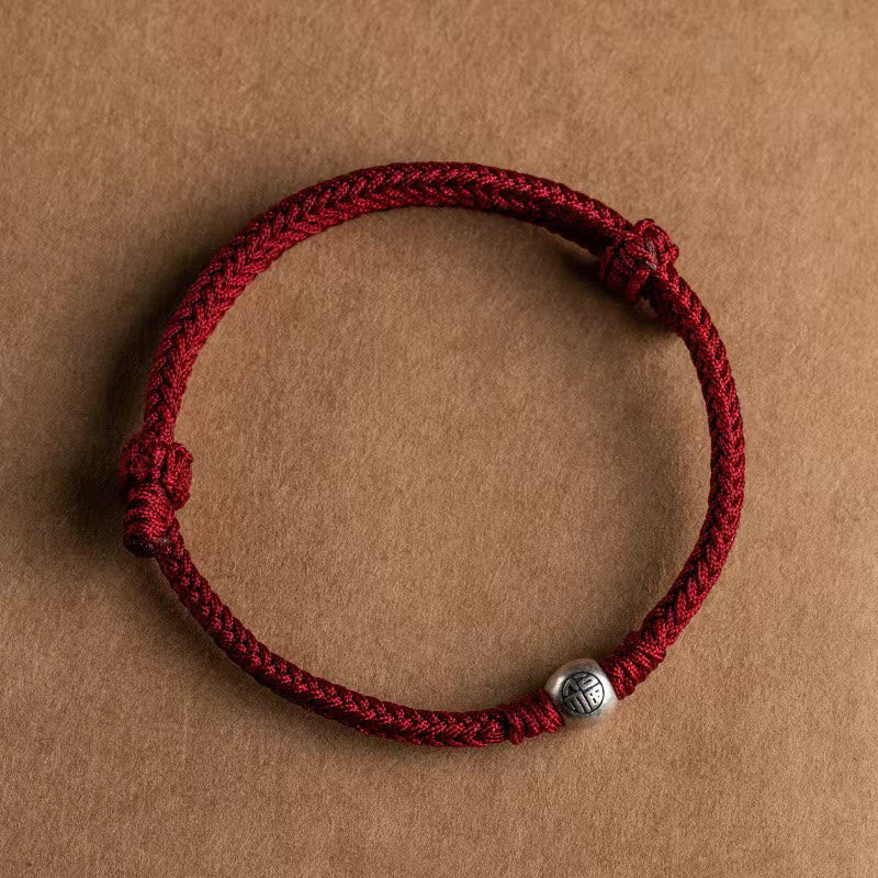 Braccialetto della fortuna intrecciato con perline di Fu in argento sterling 925, fatto a mano , Buddha Stones - Image 3