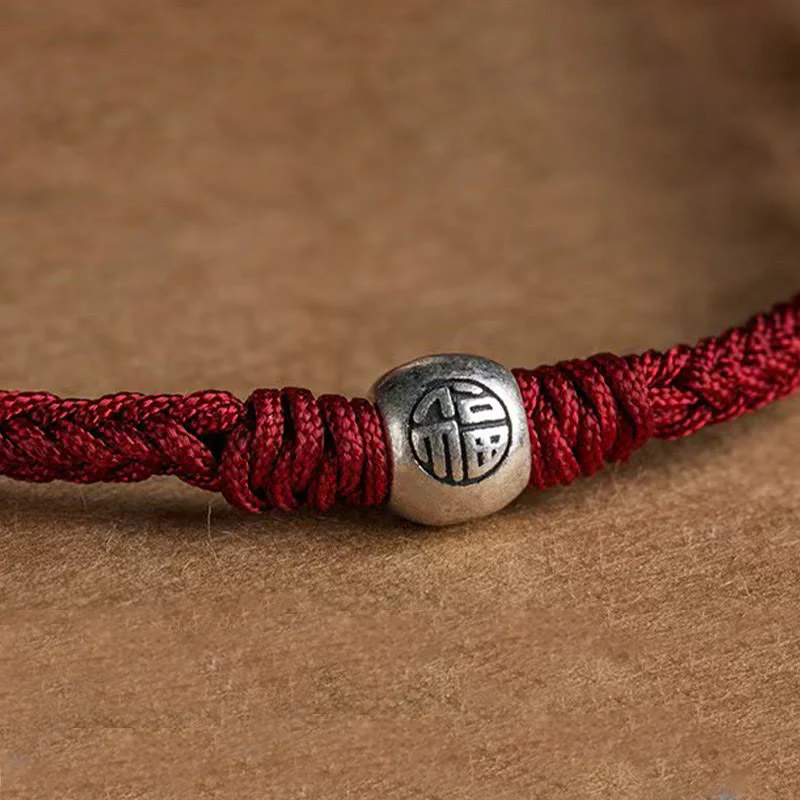 Braccialetto della fortuna intrecciato con perline di Fu in argento sterling 925, fatto a mano , Buddha Stones - Image 9