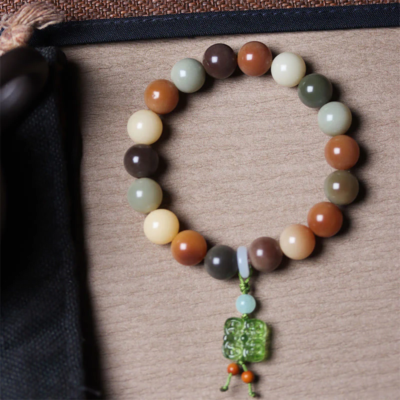 Braccialetto della pace con ciondolo in vetro Liuli con semi di Bodhi multicolore sfumato naturale Buddha Stones - Image 13