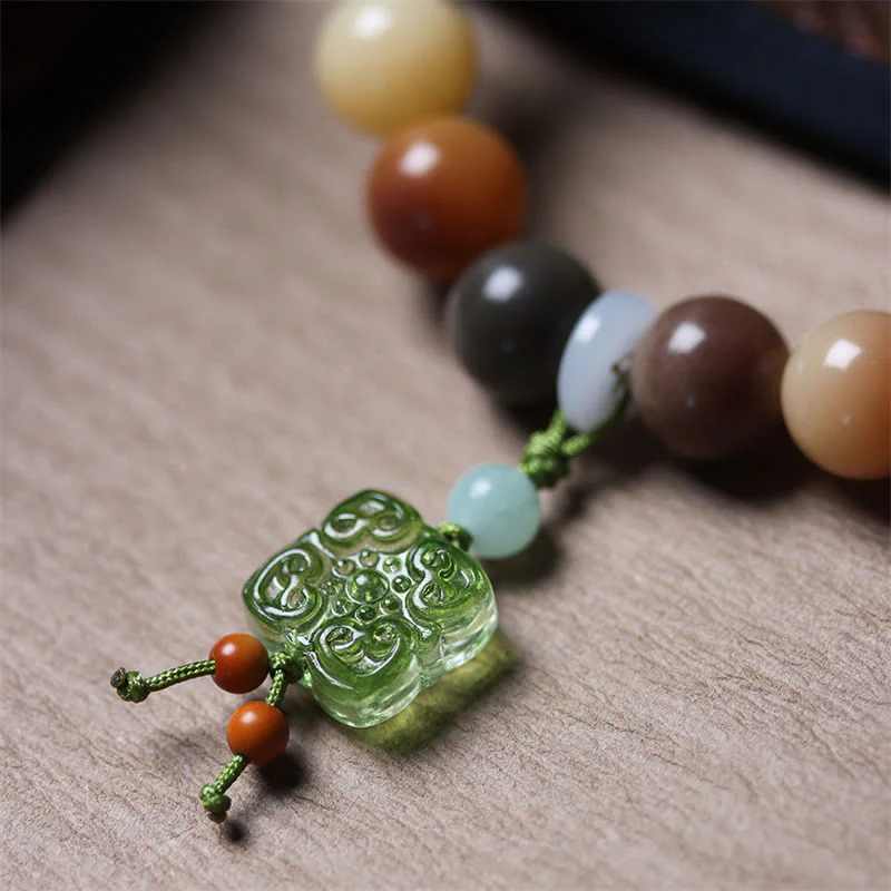 Braccialetto della pace con ciondolo in vetro Liuli con semi di Bodhi multicolore sfumato naturale Buddha Stones - Image 16