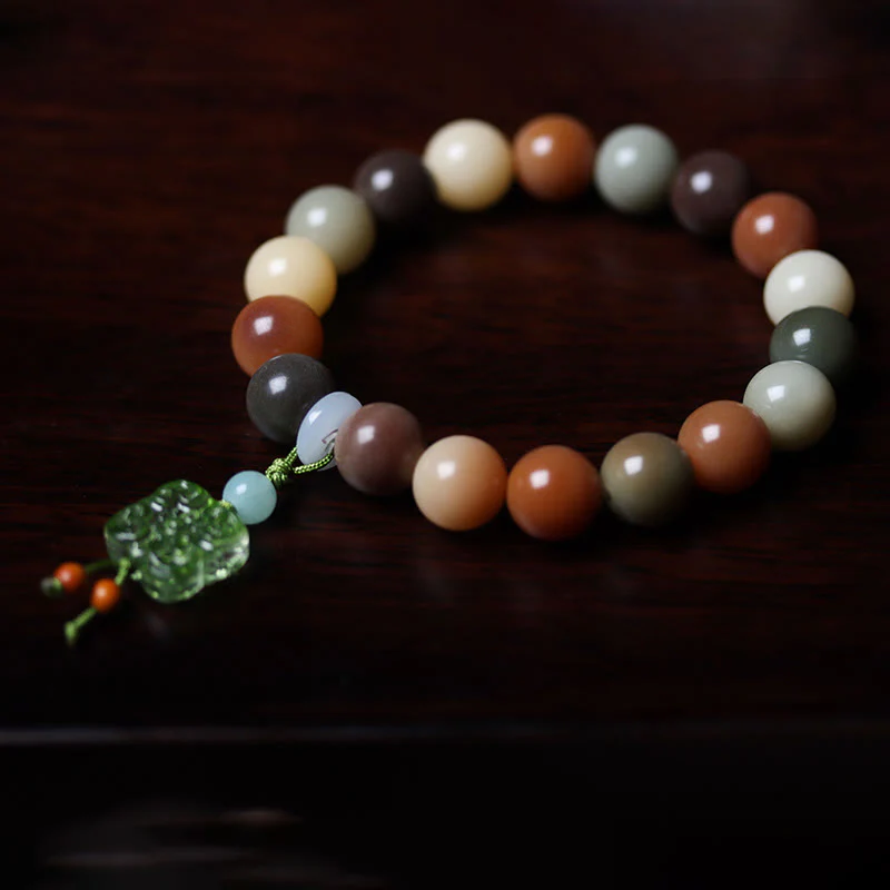 Braccialetto della pace con ciondolo in vetro Liuli con semi di Bodhi multicolore sfumato naturale Buddha Stones - Image 17