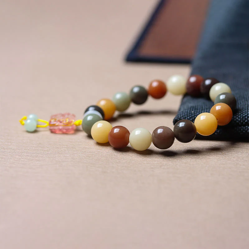 Braccialetto della pace con ciondolo in vetro Liuli con semi di Bodhi multicolore sfumato naturale Buddha Stones - Image 7