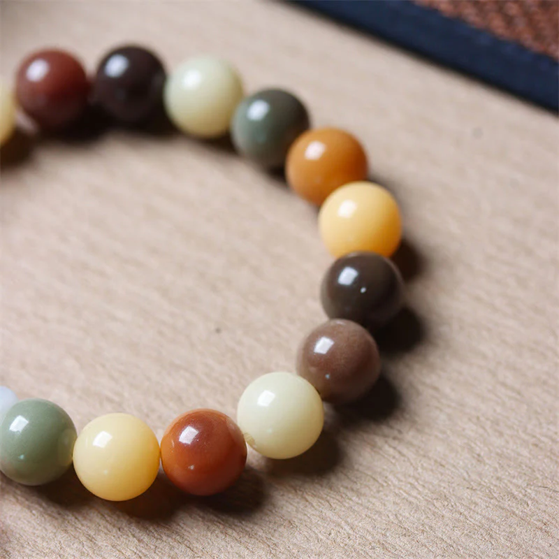 Braccialetto della pace con ciondolo in vetro Liuli con semi di Bodhi multicolore sfumato naturale Buddha Stones - Image 8