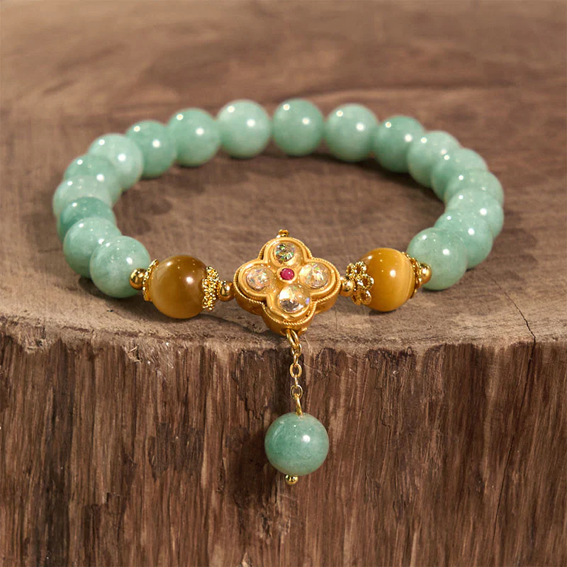 Braccialetto della prosperità con occhio di tigre giallo e giada Buddha Stones - Image 2
