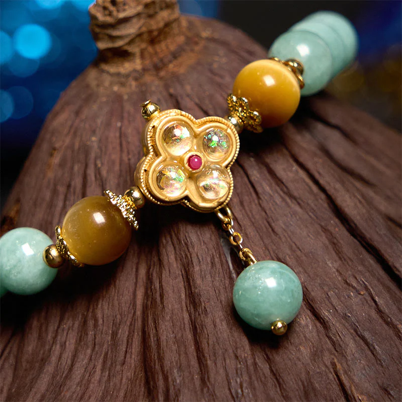 Braccialetto della prosperità con occhio di tigre giallo e giada Buddha Stones - Image 3