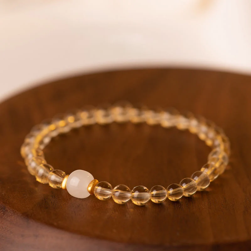 Braccialetto della prosperità con piccole perle di giada citrina e Buddha Stones - Image 5
