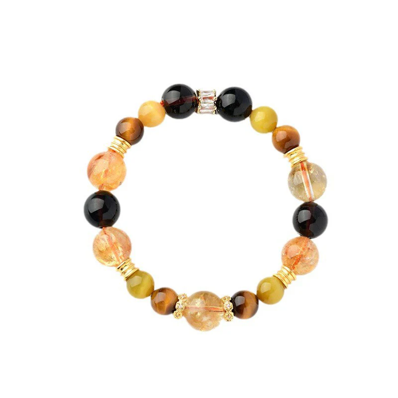 Braccialetto della prosperità in cristallo Duobao con occhio di tigre, quarzo fumé naturale citrino Buddha Stones - Image 10