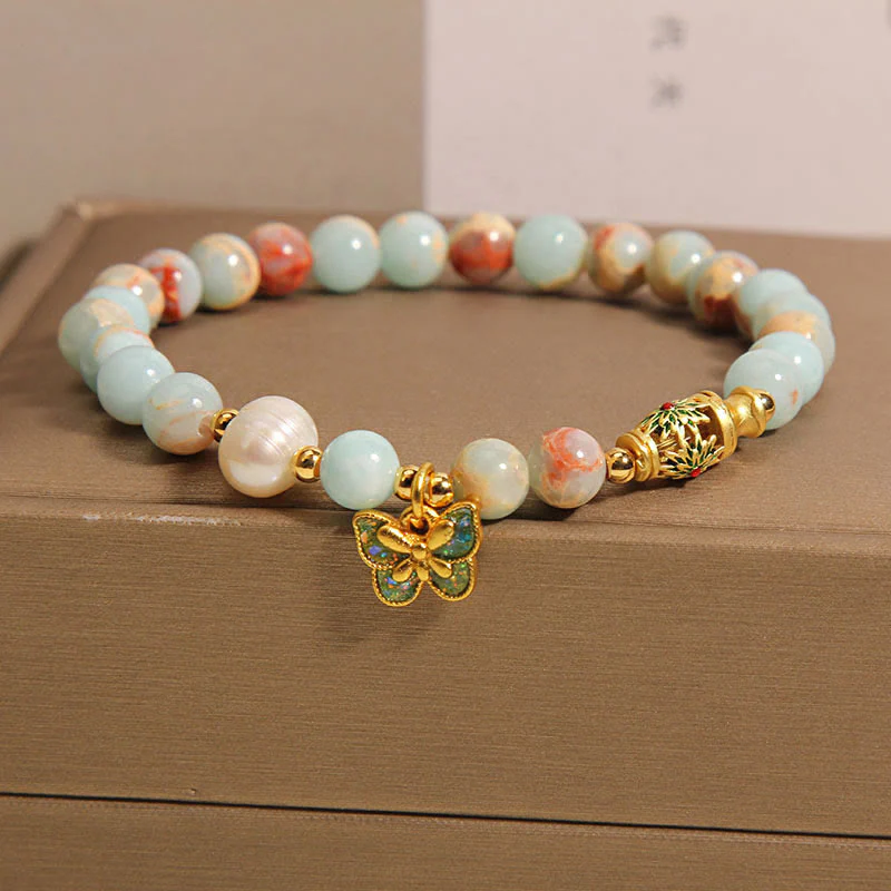 Braccialetto della ricchezza con farfalla di perle di pietra Shoushan Buddha Stones - Image 2