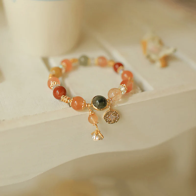 Braccialetto della ricchezza con stella a otto punte in quarzo rutilato multicolore naturale Buddha Stones - Image 2