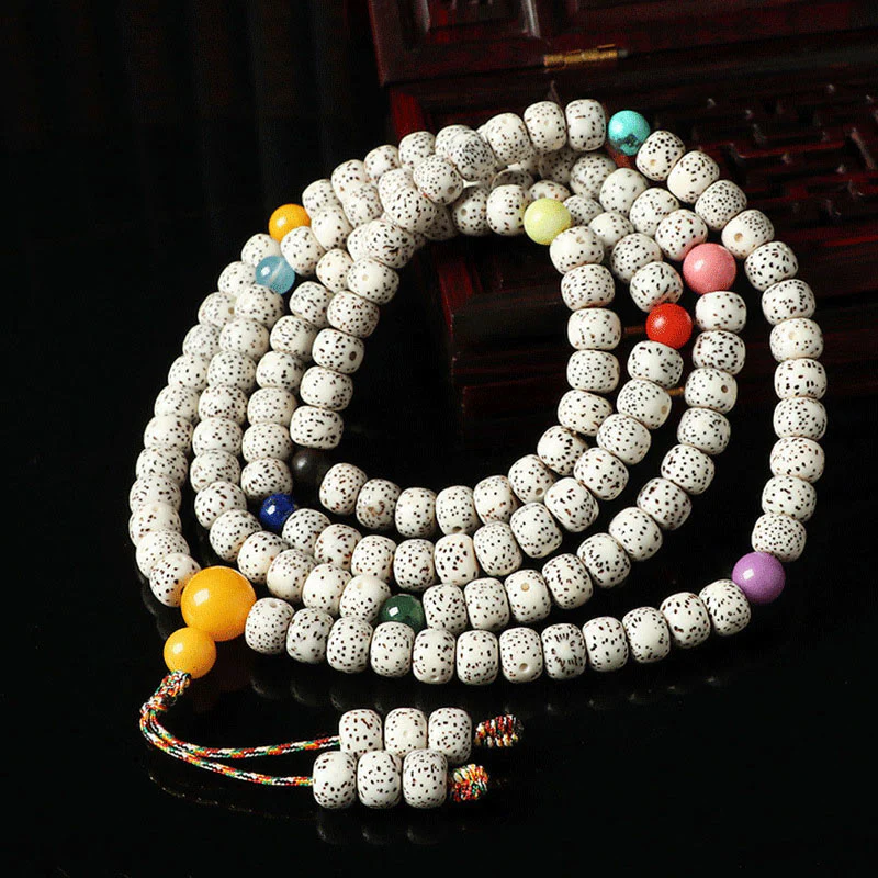 Braccialetto della ricchezza in agata ambrata con semi di Bodhi tibetano e pietre Buddha Stones - Image 4